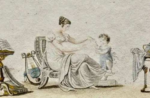 Anonymer Künstler, altkol. Radierung "La bonne Mere" Klassizismus, Paris um 1800