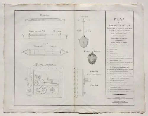 Ambroise Tardieu (1788-1841) Kupferstich "Plan du Brulot Anglais"