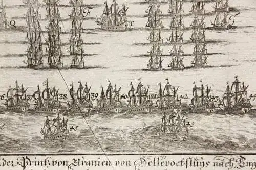 Matthäus Merian d. Ä. (1593-1650) Kupferstich, Invasionsflotte von William III.