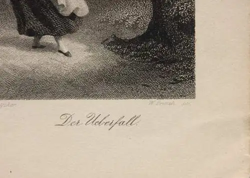 W. French nach F. A. de Bruycker, 2 Stahlstiche, "Der Überfall", "Die Verirrten"