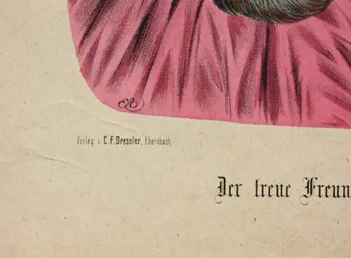 Der treue Freund der Schwestern, Litho nach E. Altmann, Druck H. Oeser, Neusalza