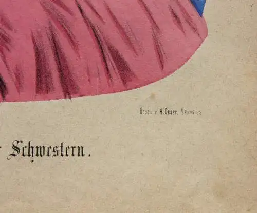 Der treue Freund der Schwestern, Litho nach E. Altmann, Druck H. Oeser, Neusalza