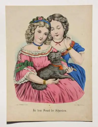 Der treue Freund der Schwestern, Litho nach E. Altmann, Druck H. Oeser, Neusalza