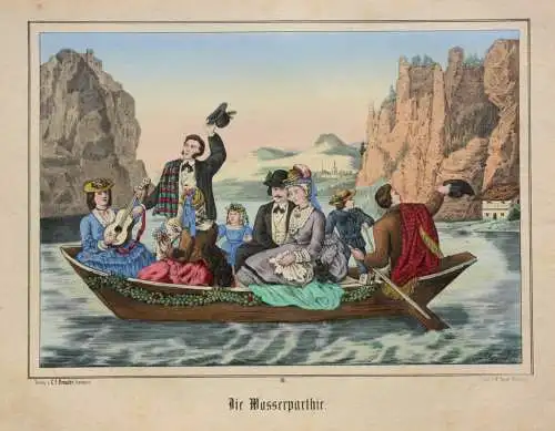 "Die Wasserpathie", Lithographie nach E. Altmann Druck Hermann Oeser, Neusalza