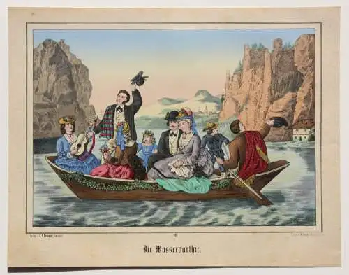 "Die Wasserpathie", Lithographie nach E. Altmann Druck Hermann Oeser, Neusalza