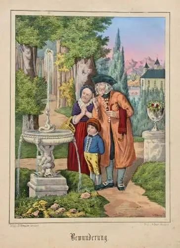 "Bewunderung" altkol. Lithographie nach E. Altmann Druck Hermann Oeser, Neusalza