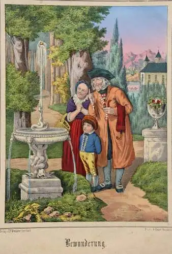 "Bewunderung" altkol. Lithographie nach E. Altmann Druck Hermann Oeser, Neusalza