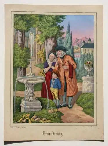 "Bewunderung" altkol. Lithographie nach E. Altmann Druck Hermann Oeser, Neusalza