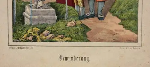 "Bewunderung" altkol. Lithographie nach E. Altmann Druck Hermann Oeser, Neusalza