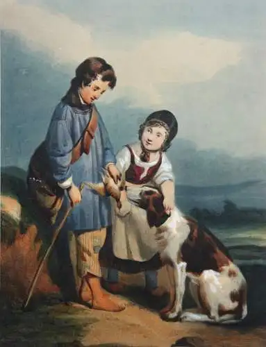 C. Régnier nach Joseph Beaume (1796-1885), altkol. Lithographie "Les Trois Amis"