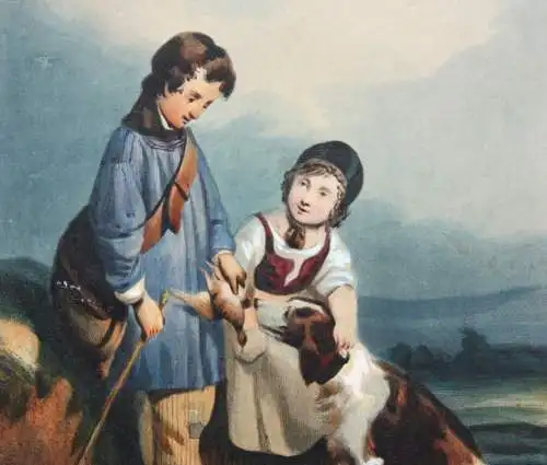 C. Régnier nach Joseph Beaume (1796-1885), altkol. Lithographie "Les Trois Amis"