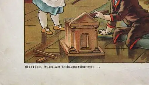 Walters "Bilder zum Anschauungs-Unterricht", Farblithographie "Städtische Stube"