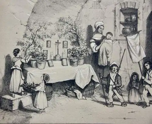 Francois F. Antoine Ferogio (1805-1888) nach, Lithographie, Die Kinderprozession