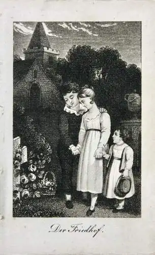 Stahlstich nach Pieter van der Meulen (geb. 1638) "Der Friedhof", um 1850