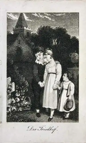 Stahlstich nach Pieter van der Meulen (geb. 1638) "Der Friedhof", um 1850