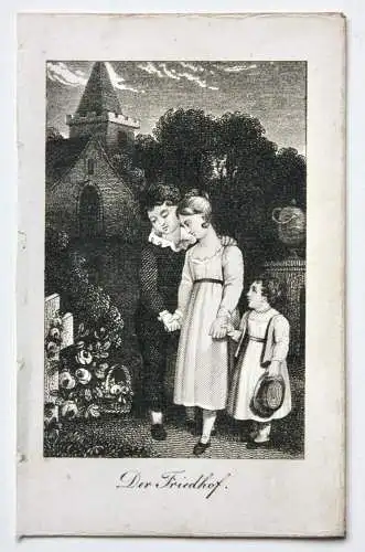 Stahlstich nach Pieter van der Meulen (geb. 1638) "Der Friedhof", um 1850