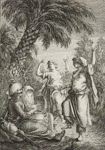 Johann Wilhelm Meil (1733-1805) Radierung, Orientalischer Tanz unter Palmen 1800