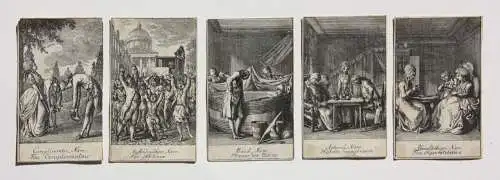 Daniel Nikolaus Chodowiecki (1726-1801) 5 Radierungen "Hundertblatt der Narren"