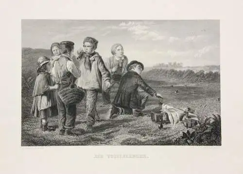 Veit Froer (geb. 1828) nach William Hemsley, Stahlstich "Die Vogelfaenger"