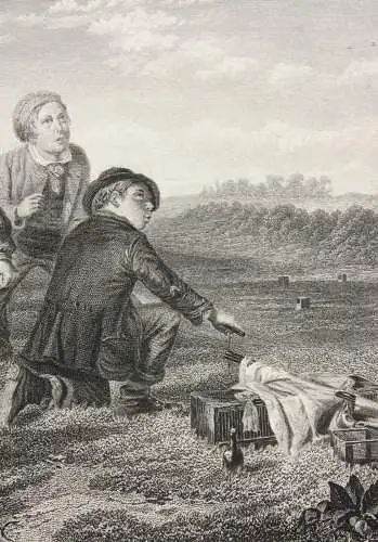 Veit Froer (geb. 1828) nach William Hemsley, Stahlstich "Die Vogelfaenger"