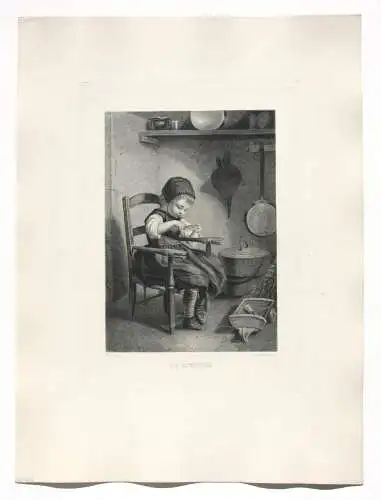 Veit Froer (geb. 1828) nach Edouard Frère, Stahlstich "Die Näscherin"