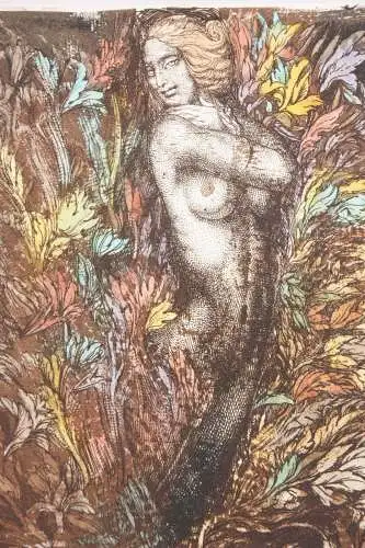 Ernst Fuchs (1930-2015), sign. Radierung, handkoloriert "Lilith-Traum der Eva"