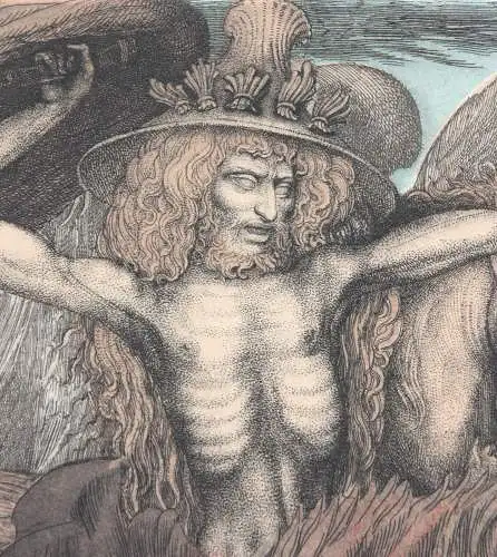 Ernst Fuchs (1930-2015), signierte Farbradierung "Das Gefängnis des Ikarus" 1975