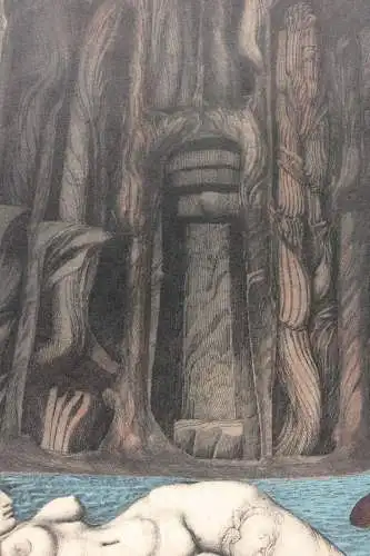 Ernst Fuchs (1930-2015), signierte Farbradierung "Das Gefängnis des Ikarus" 1975