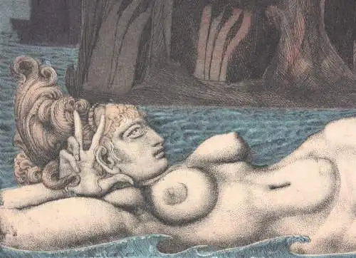 Ernst Fuchs (1930-2015), signierte Farbradierung "Das Gefängnis des Ikarus" 1975