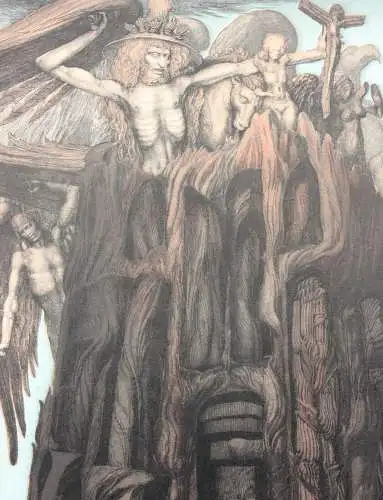 Ernst Fuchs (1930-2015), signierte Farbradierung "Das Gefängnis des Ikarus" 1975