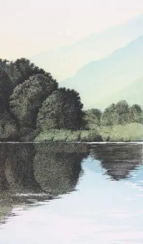 Rudolf Distler (geb. 1946), signierte Farbradierung, Bärnsee, Chiemgau, 1981