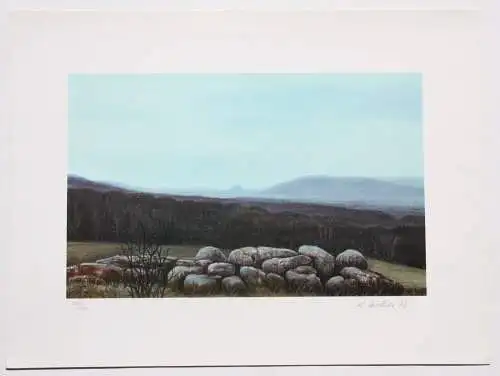 Rudolf Distler (geb. 1946), sign. Farblithographie, nächtliche Landschaft, 1978
