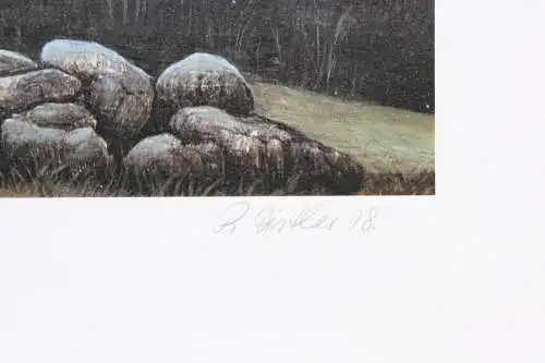 Rudolf Distler (geb. 1946), sign. Farblithographie, nächtliche Landschaft, 1978