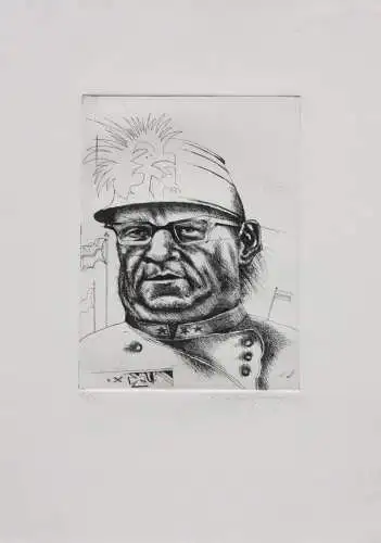 Klaus Vogelsang (geb. 1945), signierte Radierung, Porträt eines Soldaten, 1974