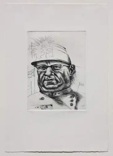 Klaus Vogelsang (geb. 1945), signierte Radierung, Porträt eines Soldaten, 1974