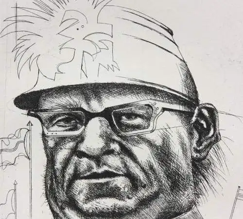 Klaus Vogelsang (geb. 1945), signierte Radierung, Porträt eines Soldaten, 1974