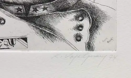 Klaus Vogelsang (geb. 1945), signierte Radierung, Porträt eines Soldaten, 1974