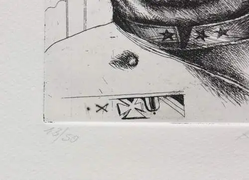 Klaus Vogelsang (geb. 1945), signierte Radierung, Porträt eines Soldaten, 1974