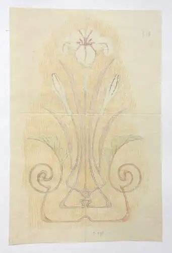 Entwurf für ein florales Jugendstil-Ornament mit Lilien, Zeichnung, um 1900