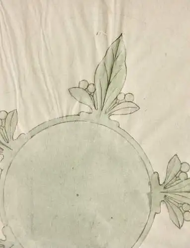 Entwurf für ein florales Jugendstil Ornament für eine Vase, Aquarell, um 1900