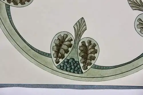 Entwurf für ein kreisförmiges Jugendstil Ornament in Grün, Aquarell, um 1900