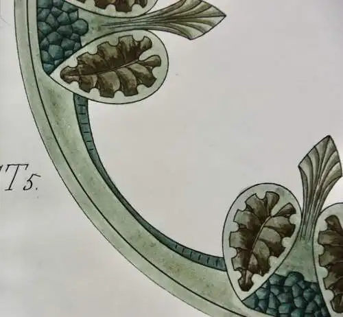 Entwurf für ein kreisförmiges Jugendstil Ornament in Grün, Aquarell, um 1900