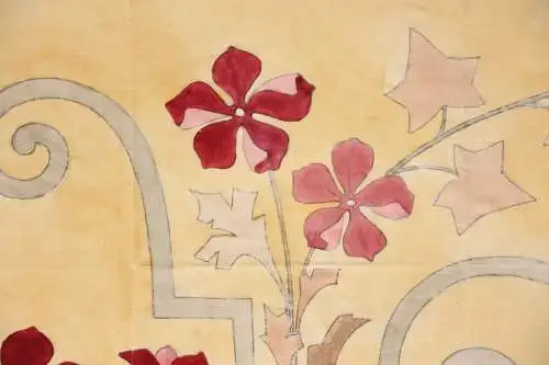 Entwurf für ein florales Jugendstil-Ornament, aquarellierte Zeichnung, um 1900