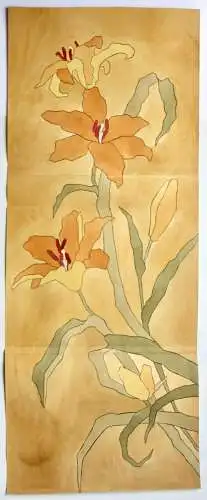 Blühende Feuerlilien, Aquarell, Japonismus, Art Nouveau, Frankreich, um 1900