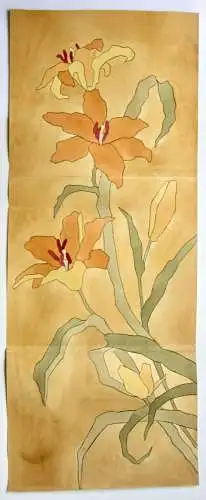 Blühende Feuerlilien, Aquarell, Japonismus, Art Nouveau, Frankreich, um 1900