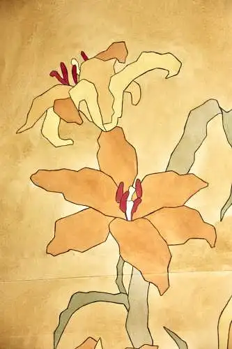 Blühende Feuerlilien, Aquarell, Japonismus, Art Nouveau, Frankreich, um 1900