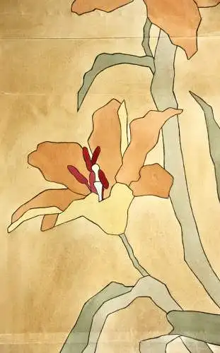 Blühende Feuerlilien, Aquarell, Japonismus, Art Nouveau, Frankreich, um 1900