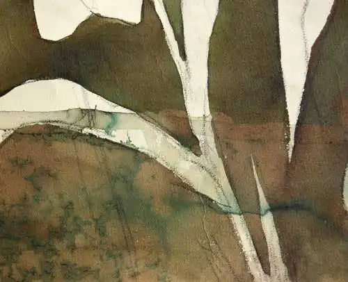 Landschaft mit weißen Lilien, Aquarell, Japonismus, Frankreich, um 1900