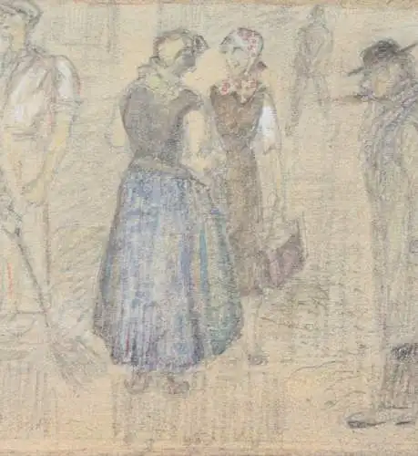 Fritz Arlt (1887-1966), aquarellierte Zeichnung, Passanten auf der Straße