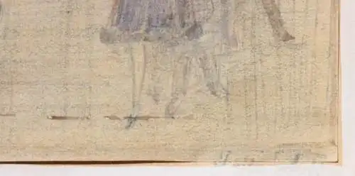 Fritz Arlt (1887-1966), aquarellierte Zeichnung, Passanten auf der Straße